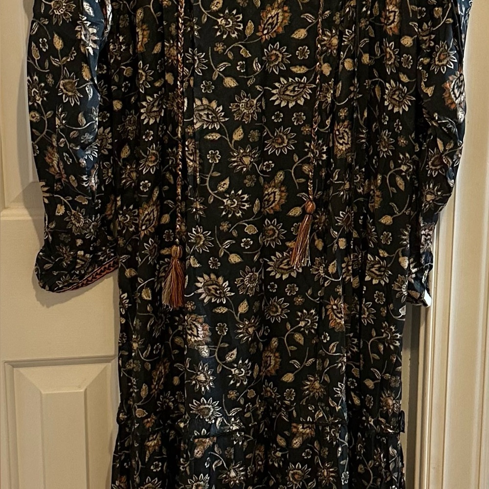 NATURAL LIFE Green Floral Maxi Dress with Tassels